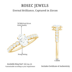 1.75 CT Prong Set Oval Cubic Zirconia Solitaire Engagement Ring