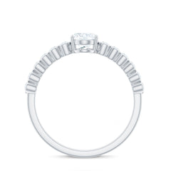 Oval Cut Moissanite Engagement Ring with Side Stones
