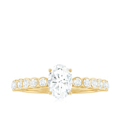 Oval Cut Moissanite Engagement Ring with Side Stones