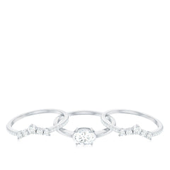 2.25 CT Oval Zircon Trio Wedding Ring Set in Gold