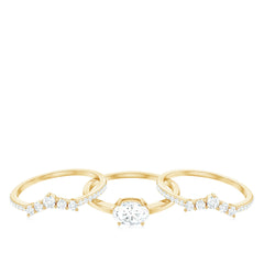2.25 CT Oval Zircon Trio Wedding Ring Set in Gold
