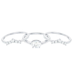 Brilliant Cut Moissanite Trio Wedding Ring Set with Certificate
