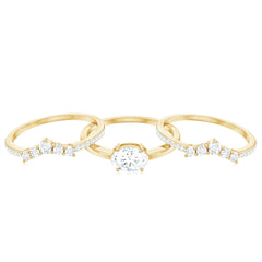 Brilliant Cut Moissanite Trio Wedding Ring Set with Certificate