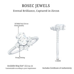 2 CT Oval Cubic Zirconia Engagement Ring with Half Halo