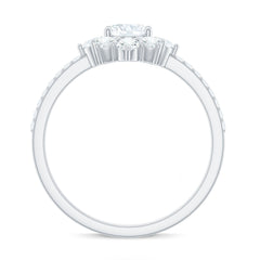 2 CT Oval Cubic Zirconia Engagement Ring with Half Halo