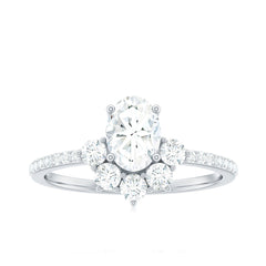 2 CT Oval Cubic Zirconia Engagement Ring with Half Halo
