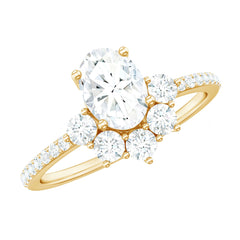 2 CT Oval Cubic Zirconia Engagement Ring with Half Halo