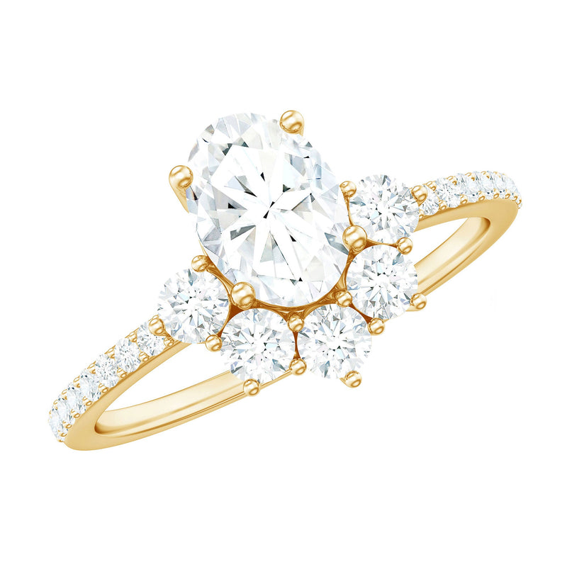 2 CT Oval Cubic Zirconia Engagement Ring with Half Halo