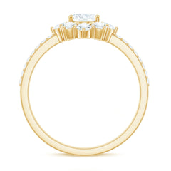 2 CT Oval Cubic Zirconia Engagement Ring with Half Halo