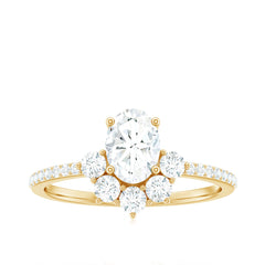 2 CT Oval Cubic Zirconia Engagement Ring with Half Halo