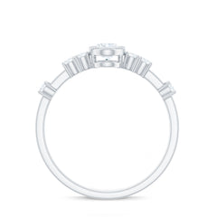 Oval Shape Zircon Solitaire Engagement Ring with Side Stones