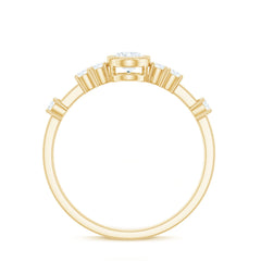 Oval Shape Zircon Solitaire Engagement Ring with Side Stones