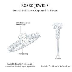 1.75 CT Prong Set Oval Cut Zircon Solitaire Engagement Ring