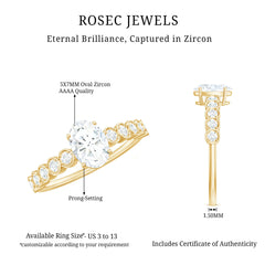 1.75 CT Prong Set Oval Cut Zircon Solitaire Engagement Ring