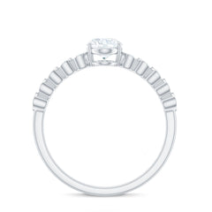 Certified Moissanite Oval Cut Engagement Ring with Side Stones