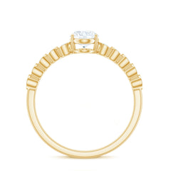 Certified Moissanite Oval Cut Engagement Ring with Side Stones