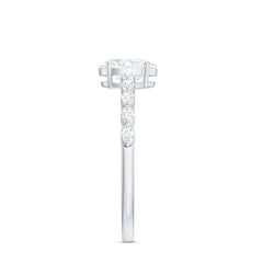 1.75 CT Oval Cut Solitaire Zircon Engagement Ring with Side Stones