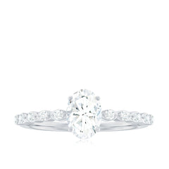 1.75 CT Oval Cut Solitaire Zircon Engagement Ring with Side Stones