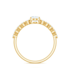 1.75 CT Oval Cut Solitaire Zircon Engagement Ring with Side Stones