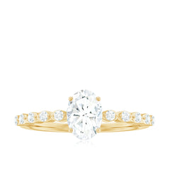 1.75 CT Oval Cut Solitaire Zircon Engagement Ring with Side Stones