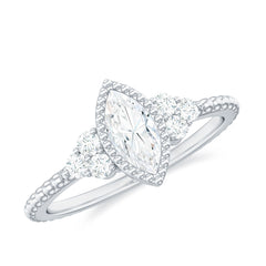 Marquise Cut Moissanite Vintage Looking Engagement Ring