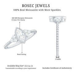 Marquise Cut Moissanite Vintage Looking Engagement Ring