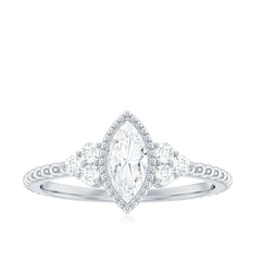 Marquise Cut Moissanite Vintage Looking Engagement Ring