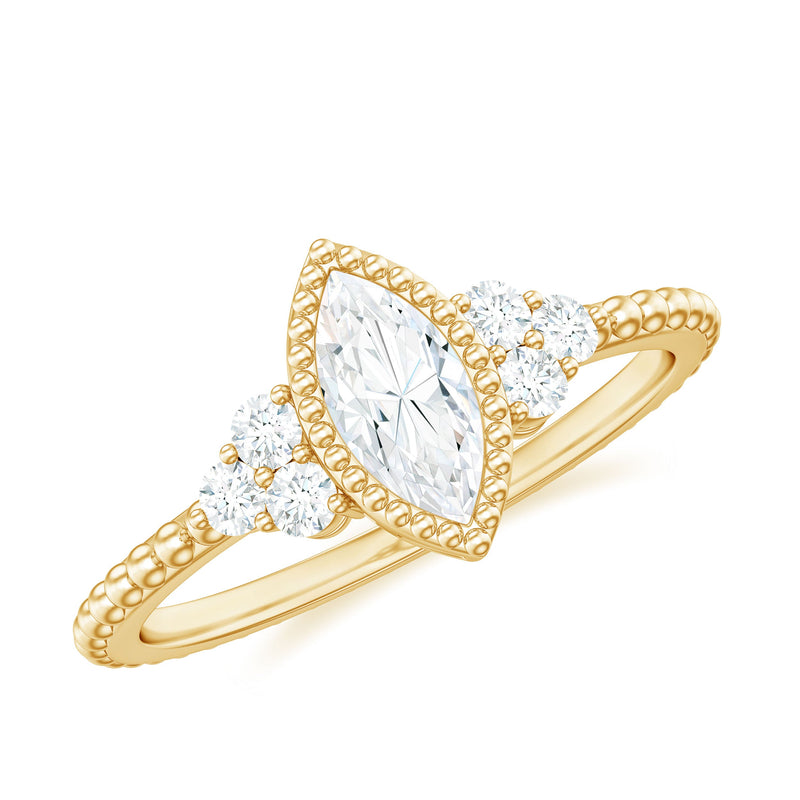 Marquise Cut Moissanite Vintage Looking Engagement Ring