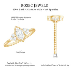 Marquise Cut Moissanite Vintage Looking Engagement Ring
