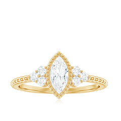 Marquise Cut Moissanite Vintage Looking Engagement Ring