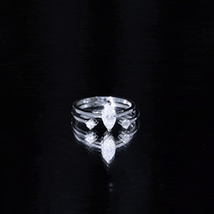 Marquise Cut Moissanite Engagement Ring with Stackable Band