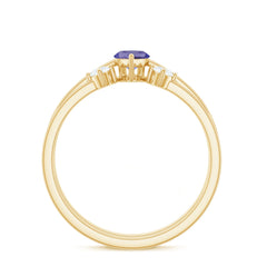 Natural Marquise Tanzanite Diamond Promise Ring Set of 2