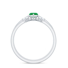 Natural Marquise Emerald Diamond Promise Ring Set of 2