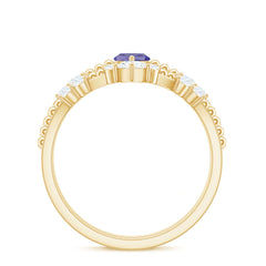 Natural Marquise Tanzanite Diamond Engagement Ring Set