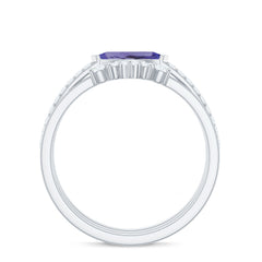 Certified Real Marquise Tanzanite 3 Piece Wedding Ring Set with Diamond