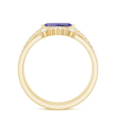 Certified Real Marquise Tanzanite 3 Piece Wedding Ring Set with Diamond