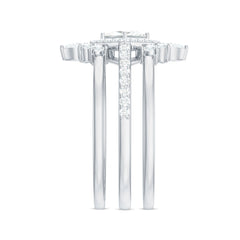 Princess Cut Moissanite Trio Bridal Ring Set with Certificate