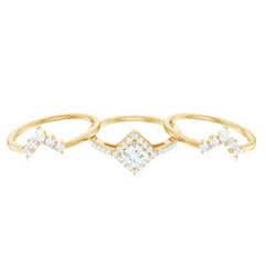Princess Cut Moissanite Trio Bridal Ring Set with Certificate