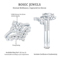 2.50 CT Cubic Zirconia Statement Wedding Ring Set With Certificate