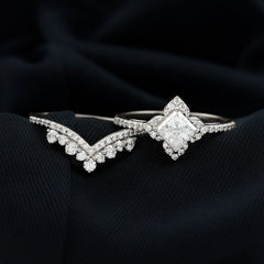 2.50 CT Cubic Zirconia Statement Wedding Ring Set With Certificate
