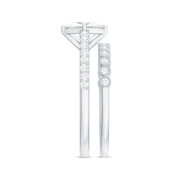 Princess Cut Moissanite Engagement Ring with Wedding Band Set