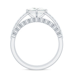 Princess Cut Moissanite Engagement Ring with Wedding Band Set
