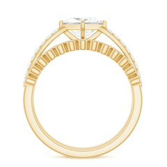 Princess Cut Moissanite Engagement Ring with Wedding Band Set