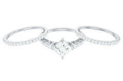 Princess Cut Moissanite 3 Piece Bridal Ring Set