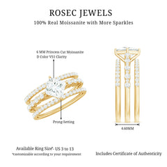 Princess Cut Moissanite 3 Piece Bridal Ring Set