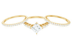 Princess Cut Moissanite 3 Piece Bridal Ring Set