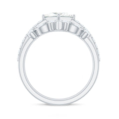 Classic Trio Bridal Ring Set with Princess and Round Cut Moissanites