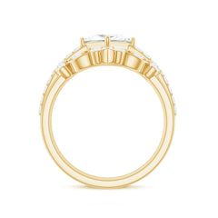 Classic Trio Bridal Ring Set with Princess and Round Cut Moissanites