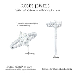 Princess Cut Moissanite Designer Engagement Ring for Women