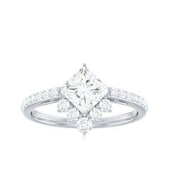 Princess Cut Moissanite Designer Engagement Ring for Women